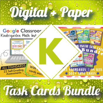 Preview of Kindergarten Math Task Cards Digital & Paper MEGA Bundle: Google & PDF Formats