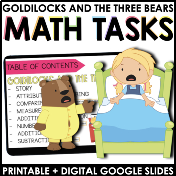 Preview of Kindergarten Math Tasks | Measurement | Addition + Subtraction | Three Bears 