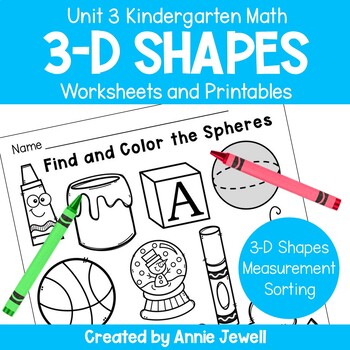 Preview of Kindergarten Math Unit 3 - 3-D Shapes - Georgia Kindergarten Math Standards 2023