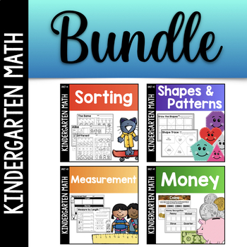 Preview of Kindergarten Math Unit BUNDLE - Sorting, Shapes, Patterns, Measurement & Money
