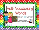 Kindergarten Math Vocabulary Cards