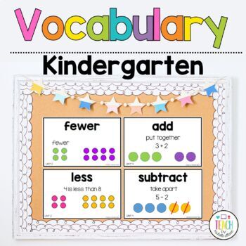 Preview of Kindergarten Math Vocabulary Posters & Math Bulletin Board