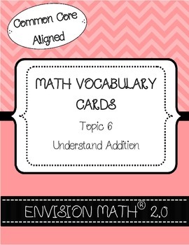 Preview of Kindergarten Common Core Math Vocabulary Cards - Topic 6 Understand Addition