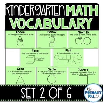 Preview of Kindergarten Math Vocabulary Set 2