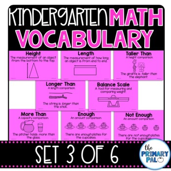 Preview of Kindergarten Math Vocabulary Set 3