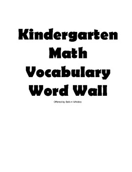 Preview of Kindergarten Math Vocabulary Word Wall Cards