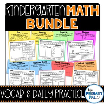 Preview of Kindergarten Math Vocabulary and Worksheets Bundle
