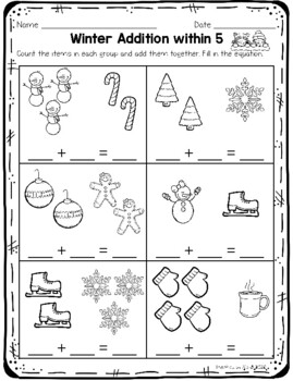 Kindergarten Math Winter/Christmas Worksheets - Winter Break NO PREP ...