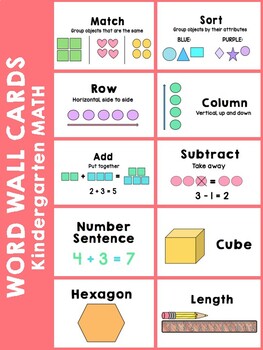 Kindergarten Math Word Wall in Spanish | Pared de palabras (matemáticas  kinder)