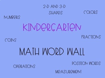 Preview of Kindergarten Math Word Wall - Editable