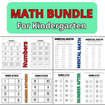 Kindergarten Math Worksheet Bundle - Addition, Subtraction, Numbers