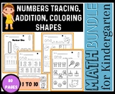 Kindergarten Math Worksheet Bundle -numbers tracing,  Addi