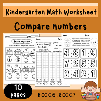 Preview of Kindergarten Math Worksheet - Compare numbers
