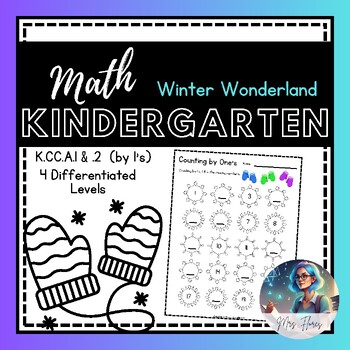 Preview of Kindergarten Math Worksheet (Count by 1's) - Differentiated K.CC.A.1 K.CC.A.2