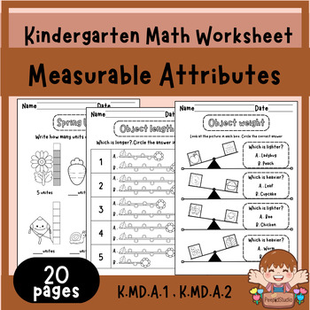 Preview of Kindergarten Math Worksheet -  Measurable attributes