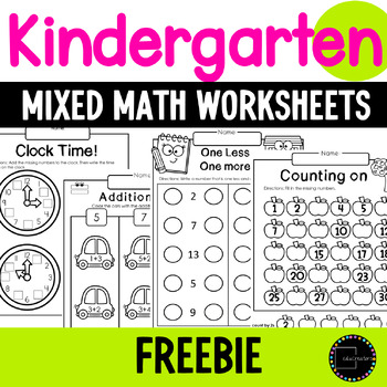 Kindergarten Math Worksheets Counting Addition and Subtraction up to 10