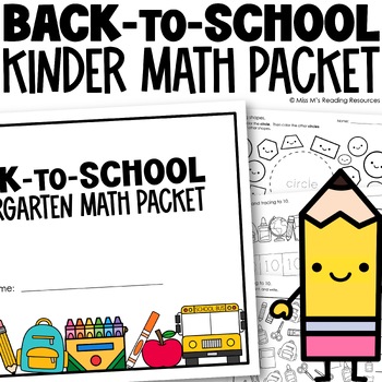 Preview of Back to School Activities Math Packet | Kindergarten Math Worksheets