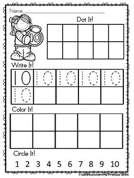 kindergarten math worksheets introducing numbers 1 10 tpt