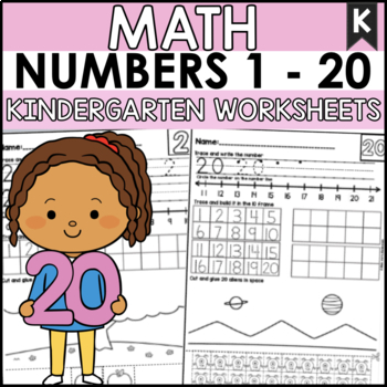 Preview of Kindergarten Math Worksheets Numbers 1 - 20 | Teen Numbers | Fine Motor | FREE