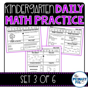 Kindergarten Math Worksheets Set 3 Distance Learning by The Primary Pal