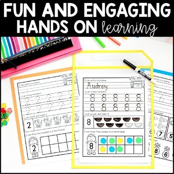 Preview of Kindergarten Math Worksheets Teen Numbers Writing Numbers to 1 and 10