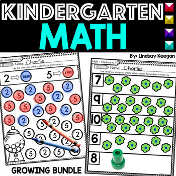 Preview of Kindergarten Math Worksheets Centers and Activities Year Long Bundle