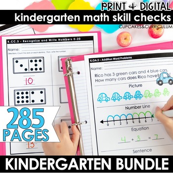 Preview of Kindergarten Math Worksheets for Counting, Numbers, Shapes, Comparing and More