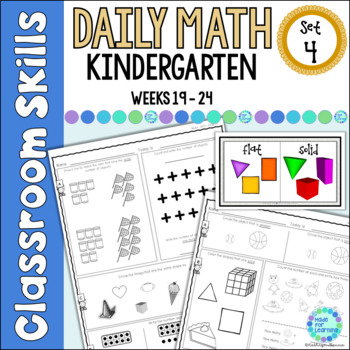 Preview of Kindergarten Math Worksheets for Daily Review Standards Based Set 4 Weeks 19-24