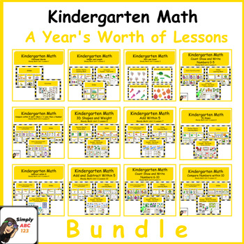 Preview of Kindergarten Math Year Long Bundle Digital and Printable Resource