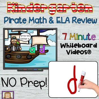 Preview of Kindergarten Math and ELA Review - Pirate Theme Whiteboard Videos Phonics