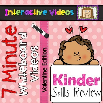 Preview of Kindergarten Math and ELA Review - Valentine 7 Minute Whiteboard Video Bundle