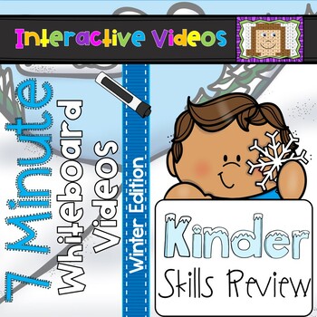 Preview of Kindergarten Math and ELA Review - Winter 7 Minute Whiteboard Video Bundle