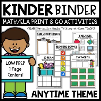 Preview of Kindergarten Math & Literacy Binder Centers Write & Wipe Practice