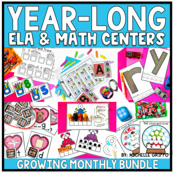 Preview of Kindergarten Math and Literacy Centers Activities Back to School