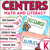 Kindergarten Math and Literacy Centers | Includes Holidays