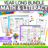 Kindergarten Math and Literacy Centers Year Long Bundle