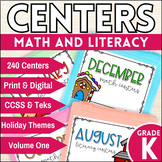 Kindergarten Math and Literacy Centers w/ Holidays Hands-o
