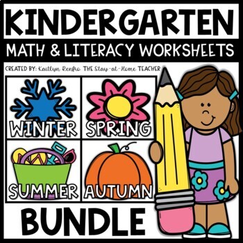 Preview of Kindergarten Worksheets | NO PREP Math and Literacy BUNDLE | Homeschool Packets