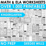 Kindergarten Math and Literacy Printable Worksheets | Bundle