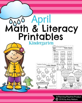 Preview of Kindergarten Math and Literacy Printables - April