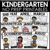 Kindergarten Math and Literacy Worksheets No Prep Printabl