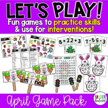 Preview of Kindergarten Math and Reading Games and Interventions - April