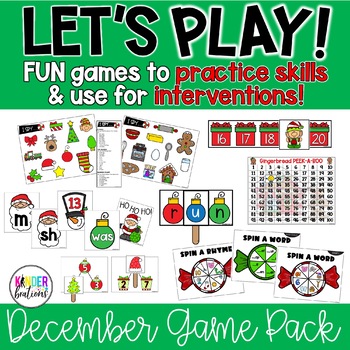 Preview of Kindergarten Math and Reading Games and Interventions - December
