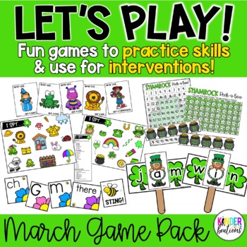 Preview of Kindergarten Math and Reading Games and Interventions - March
