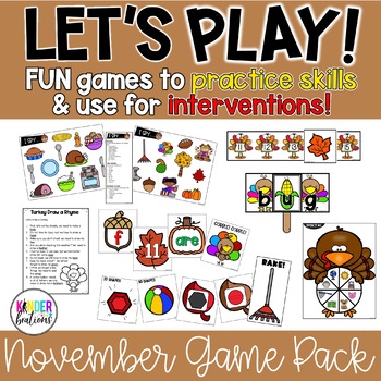 Preview of Kindergarten Math and Reading Games and Interventions - November
