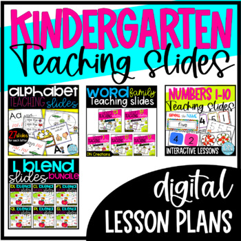 Preview of Kindergarten Math and Reading Teaching Slides Bundle in PPT and Google Slides