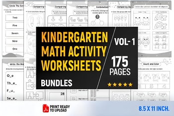 Preview of Kindergarten Math and Worksheets Activities for Summer/Spring - 175+ Worksheets