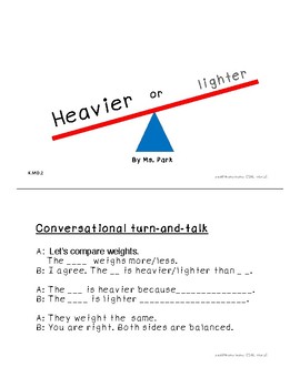 Preview of Kindergarten Math mini book-  Heavier or lighter (K.MD.A2)