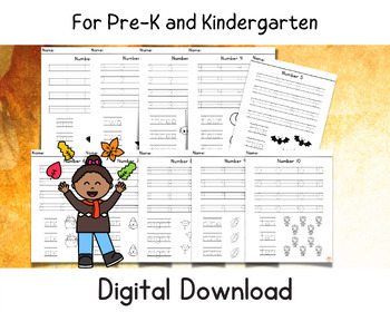 Preview of Kindergarten Maths Worksheets, Fall, Thanksgiving Printouts