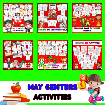 Preview of Kindergarten May Centers: Teacher Appreciation, Mothers day, enf of The Year...